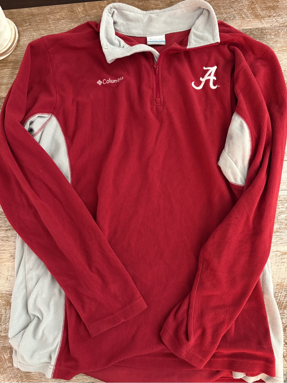 Columbia Alabama Red and Light Gray Men's Quarter-Zip Turtleneck Fleece